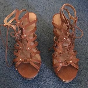 Strappy with cork looking wedges